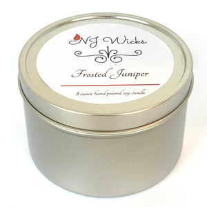 Frosted Juniper Handmade Scented Soy Candle Tin