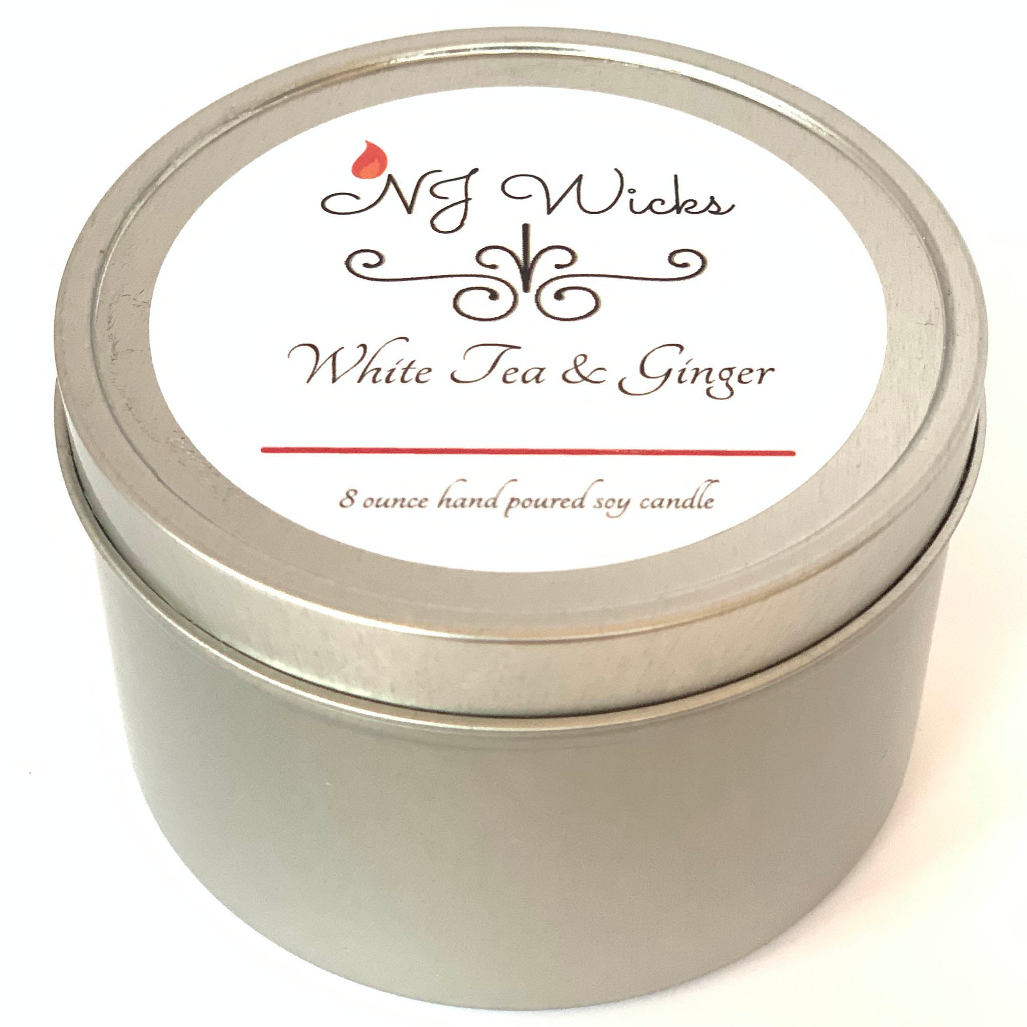 White Tea and Ginger Handmade Scented Soy Candle Tin