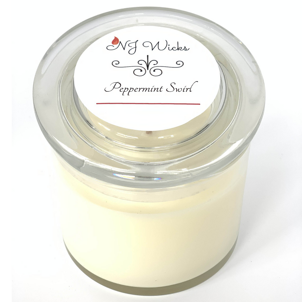 Peppermint Swirl Handmade Scented Soy Candle Jar